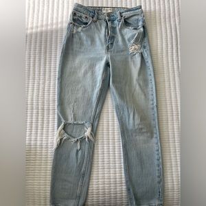 Abercrombie mom high rise ripped jean